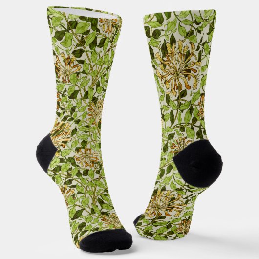 William Morris Green Honeysuckle Blumenwallpaper Socken (Gewinkelt)