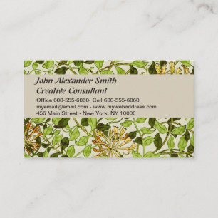 William Morris Green Honeysuckle Blumenwallpaper Visitenkarte
