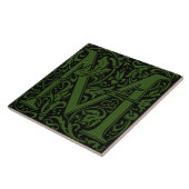 William Morris Green Monogramm-Brief M Fliese (Seite)