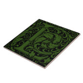 William Morris Green monogrammierter Buchstabe L Fliese (Seite)