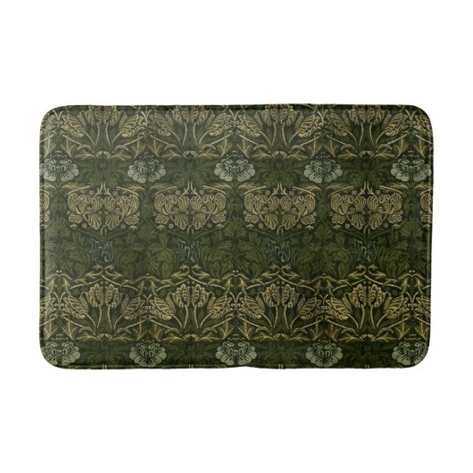 William Morris: Green Tulip & Rose Bath Mat Badematte (Vorderseite)