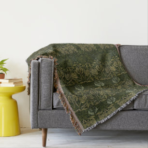 William Morris: Green Tulip & Rose Throw Blanket Decke