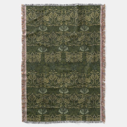 William Morris: Green Tulip & Rose Throw Blanket Decke (Vorderseite Vertikal)