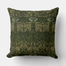 William Morris: Green Tulip & Rose Throw Kissen