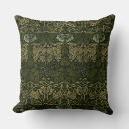 William Morris: Green Tulip & Rose Throw Kissen