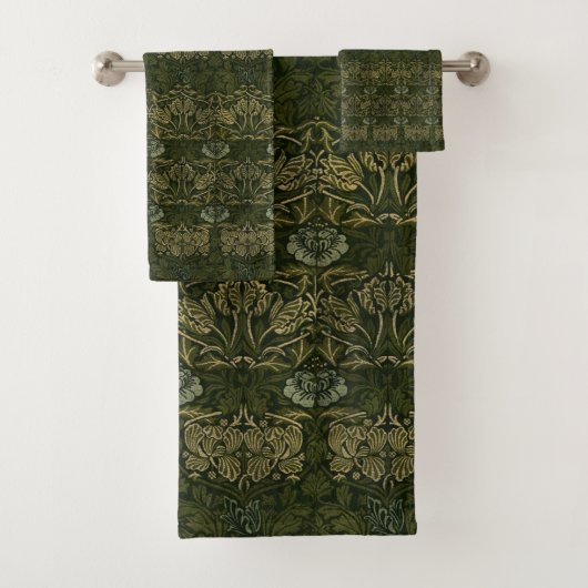 William Morris: Green Tulip & Rose Towel Set (Insitu)