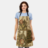 William Morris Green und Beige Blume und Vögel Schürze (Getragen)