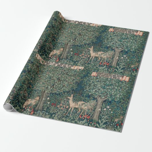 William Morris Greenery Forest Animal Botanical Geschenkpapier (Ungerollt)