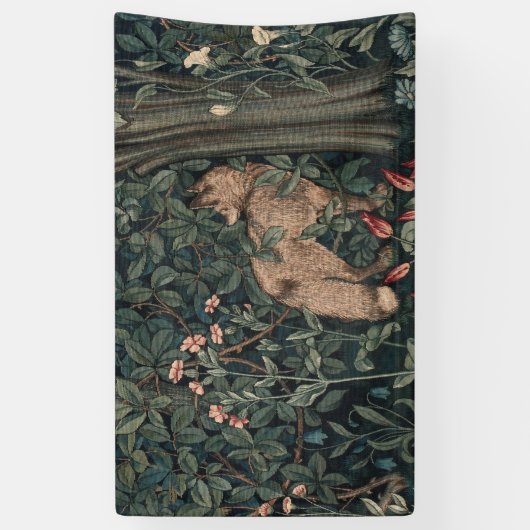 William Morris Greenery Fox Wildlife Banner (Vertikal)