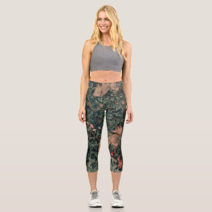William Morris Greenery Fox Wildlife Capri Leggings