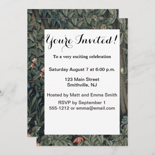 William Morris Greenery Fox Wildlife Einladung (Vorne/Hinten)