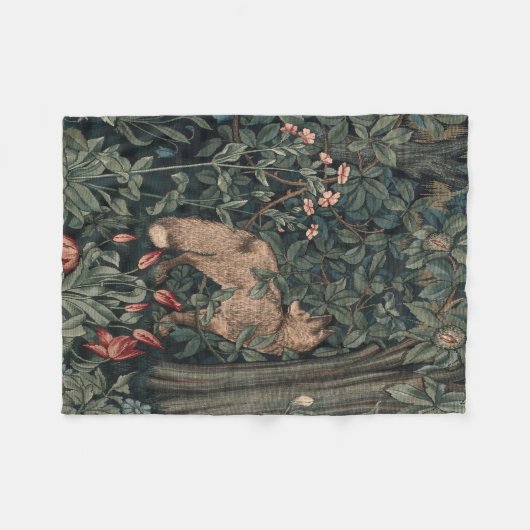 William Morris Greenery Fox Wildlife Fleecedecke (Vorderseite (Horizontal))