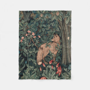 William Morris Greenery Fox Wildlife Fleecedecke