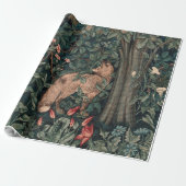 William Morris Greenery Fox Wildlife Geschenkpapier (Ungerollt)