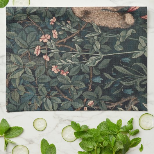 William Morris Greenery Fox Wildlife Geschirrtuch (Gefaltet)