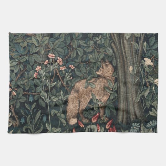 William Morris Greenery Fox Wildlife Geschirrtuch (Horizontal)