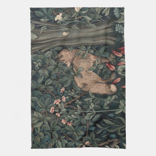 William Morris Greenery Fox Wildlife Geschirrtuch (Vertikal)