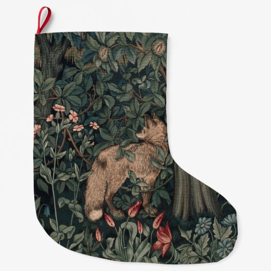 William Morris Greenery Fox Wildlife Großer Weihnachtsstrumpf (Vorderseite)