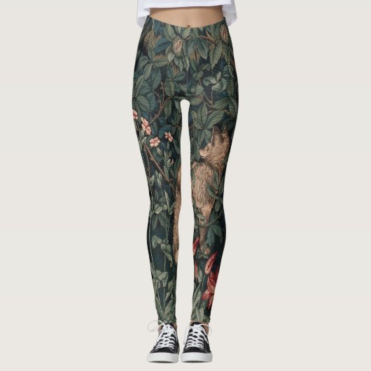 William Morris Greenery Fox Wildlife Leggings (Vorderseite)