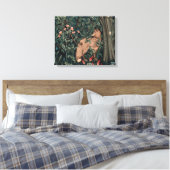 William Morris Greenery Fox Wildlife Leinwanddruck (Insitu (Schlafzimmer))