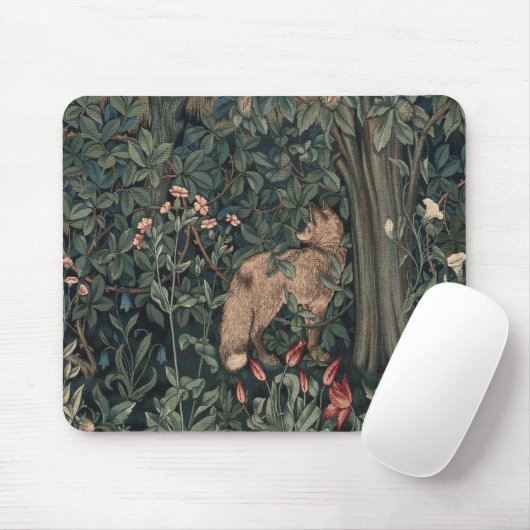 William Morris Greenery Fox Wildlife Mousepad (Mit Mouse)
