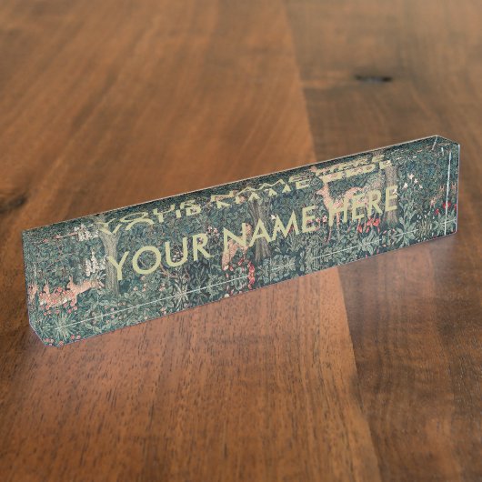 William Morris Greenery Fox Wildlife Namensplakette (Seite)