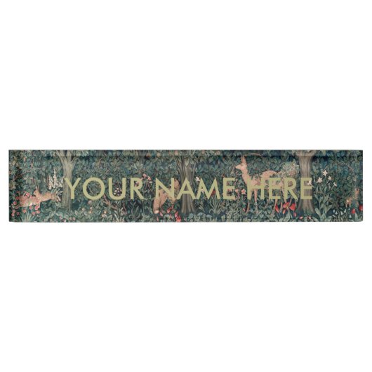 William Morris Greenery Fox Wildlife Namensplakette (Vorderseite)