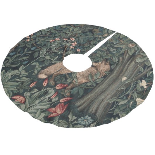 William Morris Greenery Fox Wildlife Polyester Weihnachtsbaumdecke (Schrägansicht)