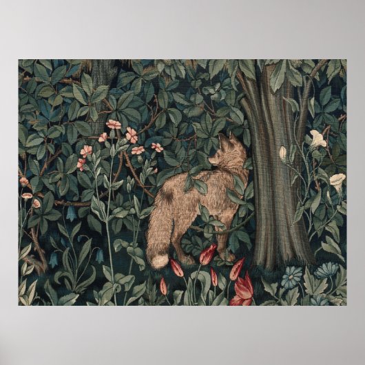 William Morris Greenery Fox Wildlife Poster (Vorne)