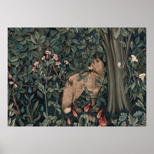 William Morris Greenery Fox Wildlife Poster (Vorne)