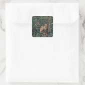 William Morris Greenery Fox Wildlife Quadratischer Aufkleber (Tasche)