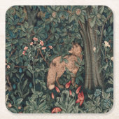 William Morris Greenery Fox Wildlife Rechteckiger Pappuntersetzer (Vorderseite)