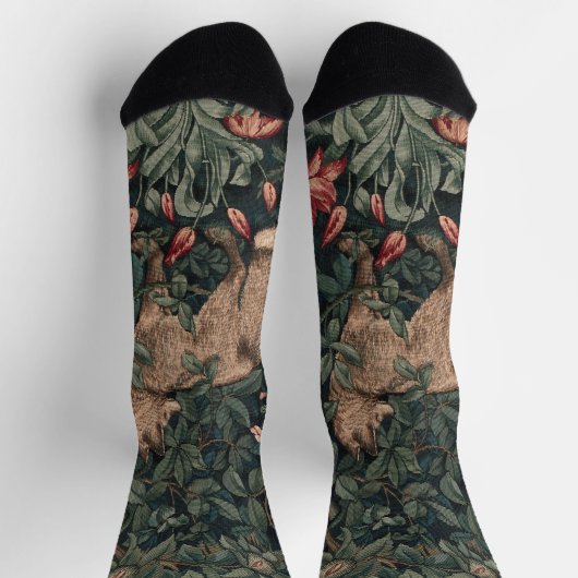 William Morris Greenery Fox Wildlife Socken (Oben)