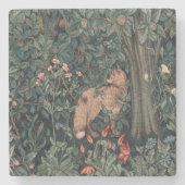 William Morris Greenery Fox Wildlife Steinuntersetzer (Vorderseite)