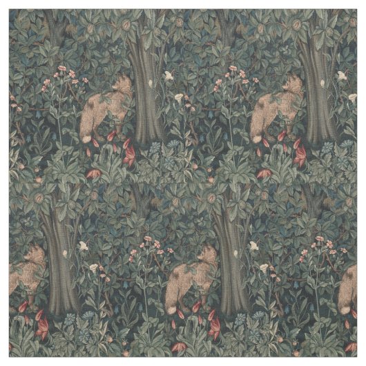 William Morris Greenery Fox Wildlife Stoff (Muster)