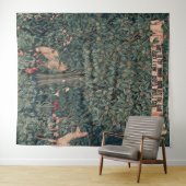 William Morris Greenery Fox Wildlife Wandteppich (Beispiel (Horizontal))