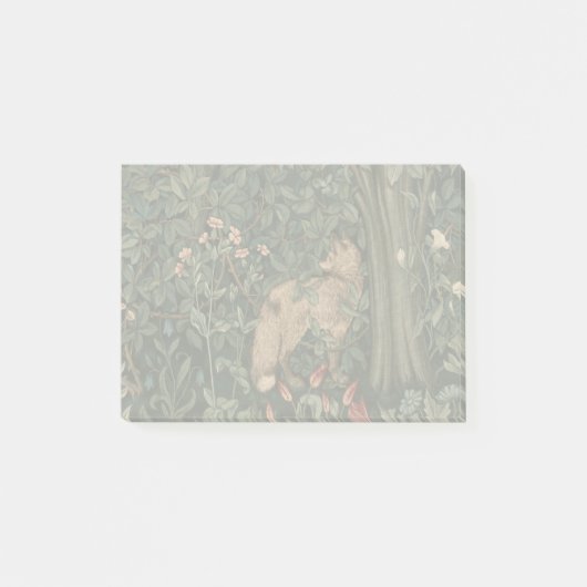 William Morris Greenery Fuchs Wildtier Kunst Post-it Klebezettel (Vorderseite)