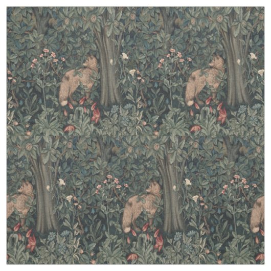 William Morris Greenery Fuchs Wildtier Kunst Stoff (Muster)