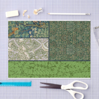 William Morris Grid Collage Decoupage Paper Seidenpapier