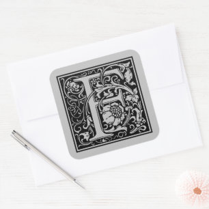 William Morris Großbuchstabe F Matt Silber Quadratischer Aufkleber