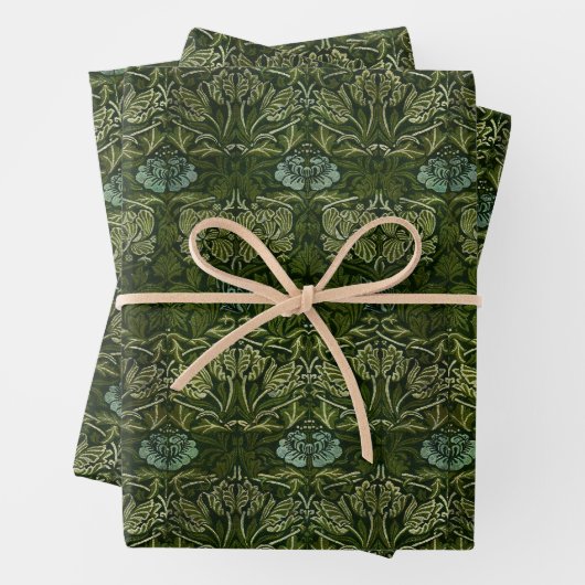 William Morris Große grüne Blätter & Blaue Blume (Beispiel)