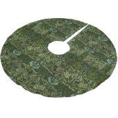 William Morris Große grüne Blätter und blaue Blume Polyester Weihnachtsbaumdecke (Schrägansicht)