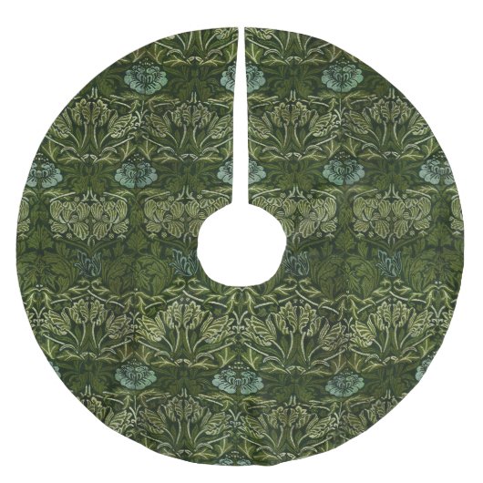 William Morris Große grüne Blätter und blaue Blume Polyester Weihnachtsbaumdecke (Vorderseite)