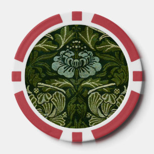William Morris Große Grüne Tulpen-Rosen-Tapete Pokerchips