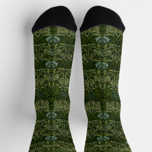William Morris Große Grüne Tulpen-Rosen-Tapete Socken