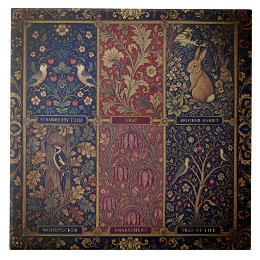 William Morris' große Patchwork-Collage Fliese (Vorderseite)