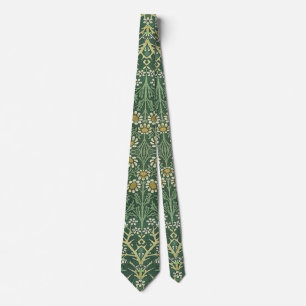 William Morris Grüne Florale Vintage Weiße Margeri Krawatte