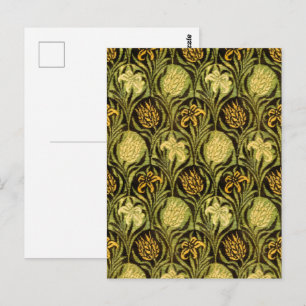 William Morris Grüne Tulpen-Lilien-Tapete Postkarte