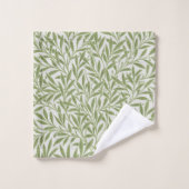 William Morris Grünes Blumen Botanisches Muster Badhandtuch Set (Waschlappen)
