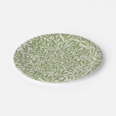 William Morris Grünes Blumen Botanisches Muster Pappteller (Schrägansicht)